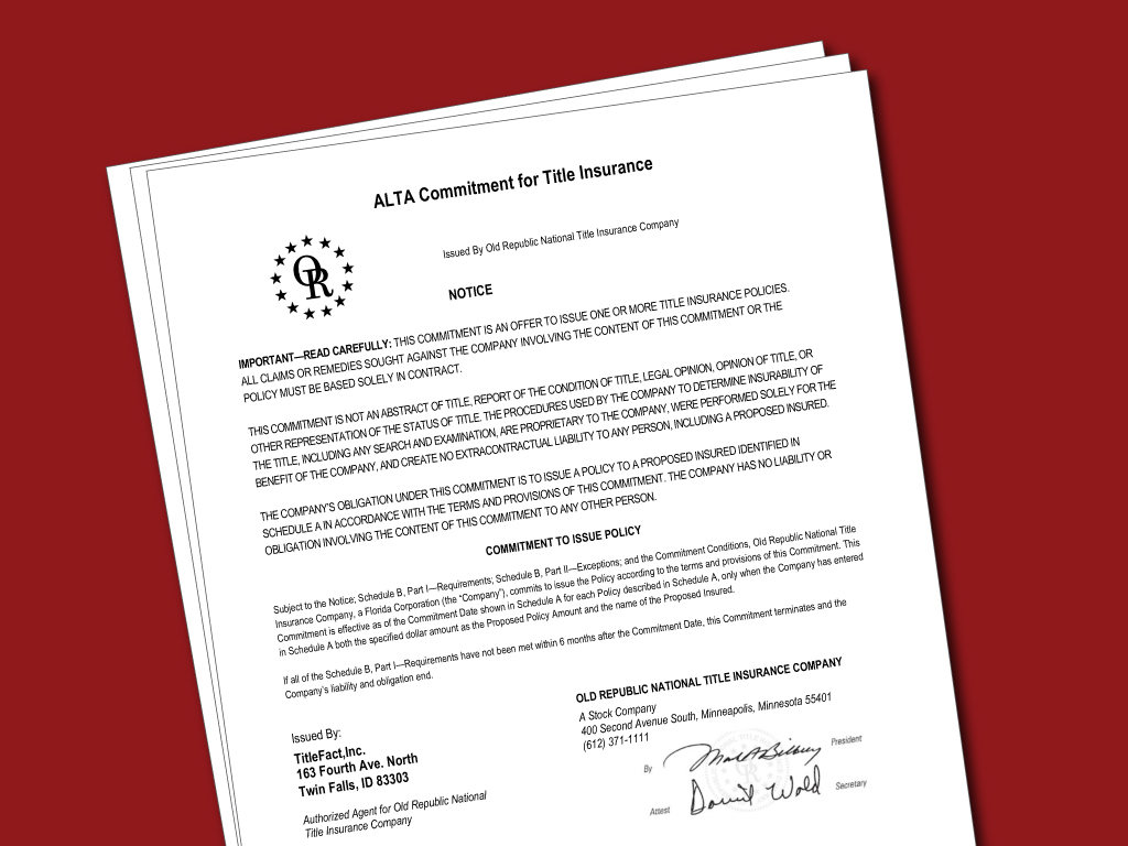 Sample Title Commitment<br />
